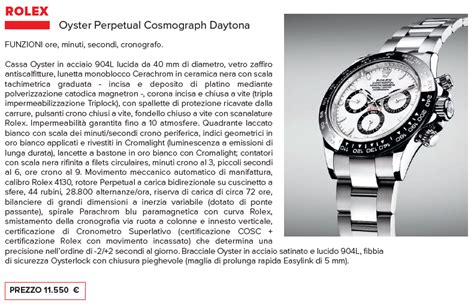 foto scheda tecnica rolex